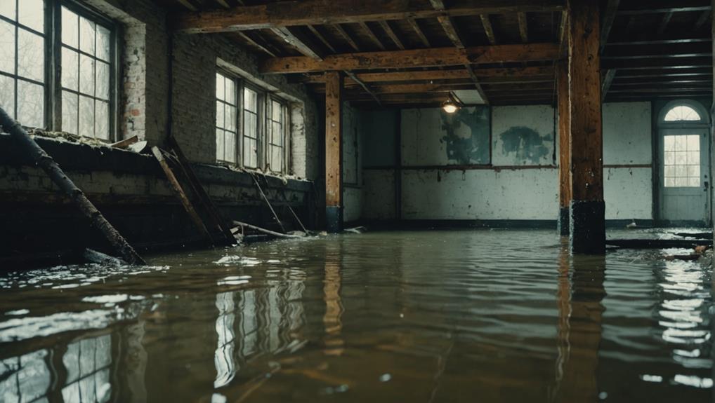 Water damaged ceiling from burst pipe requiring emergency cleanup